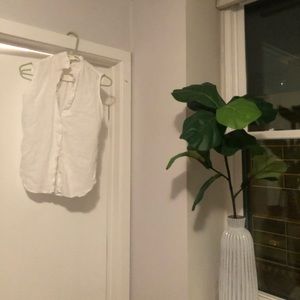 White Linen Uniqlo Blouse